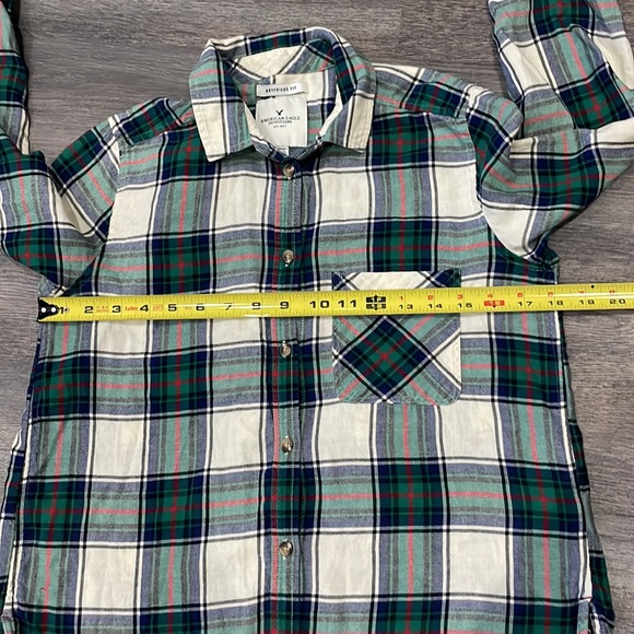 American eagle outfitters button down plaid boyfriend fit top size Small - Picture 7 of 8